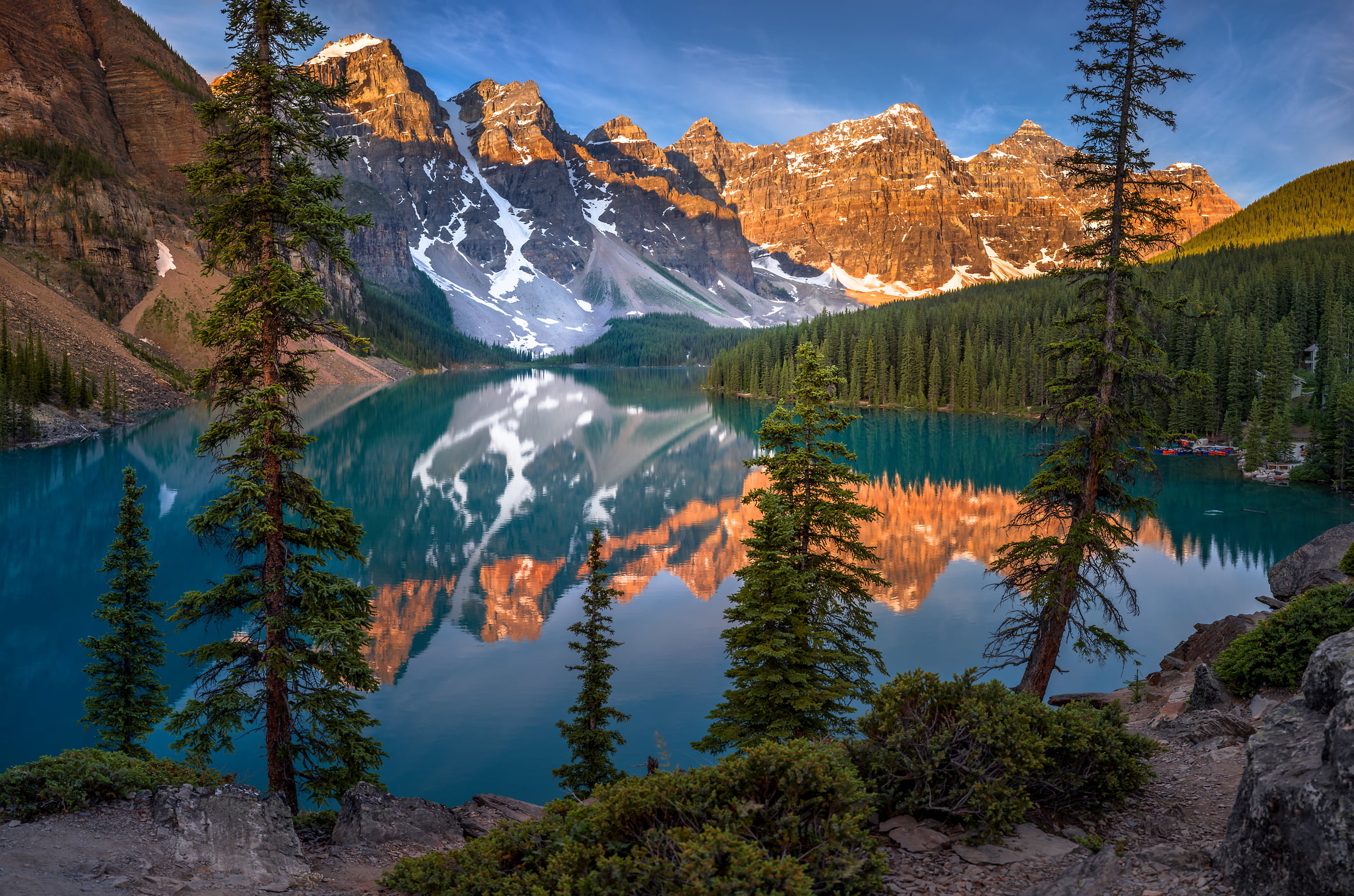 Landscape image of a lake and mountains