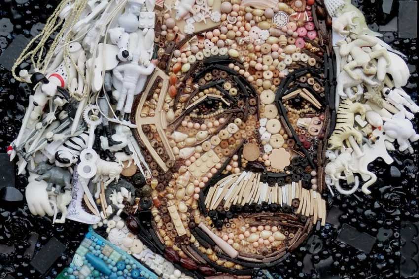 guy made of discarded objects