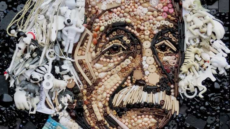 alberts head made from junk